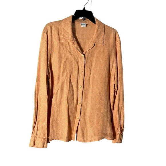 Eileen Fisher 100% Irish Linen Shirt Large Blouse Top Lagenlook Peach #L3-7 - Picture 7 of 7